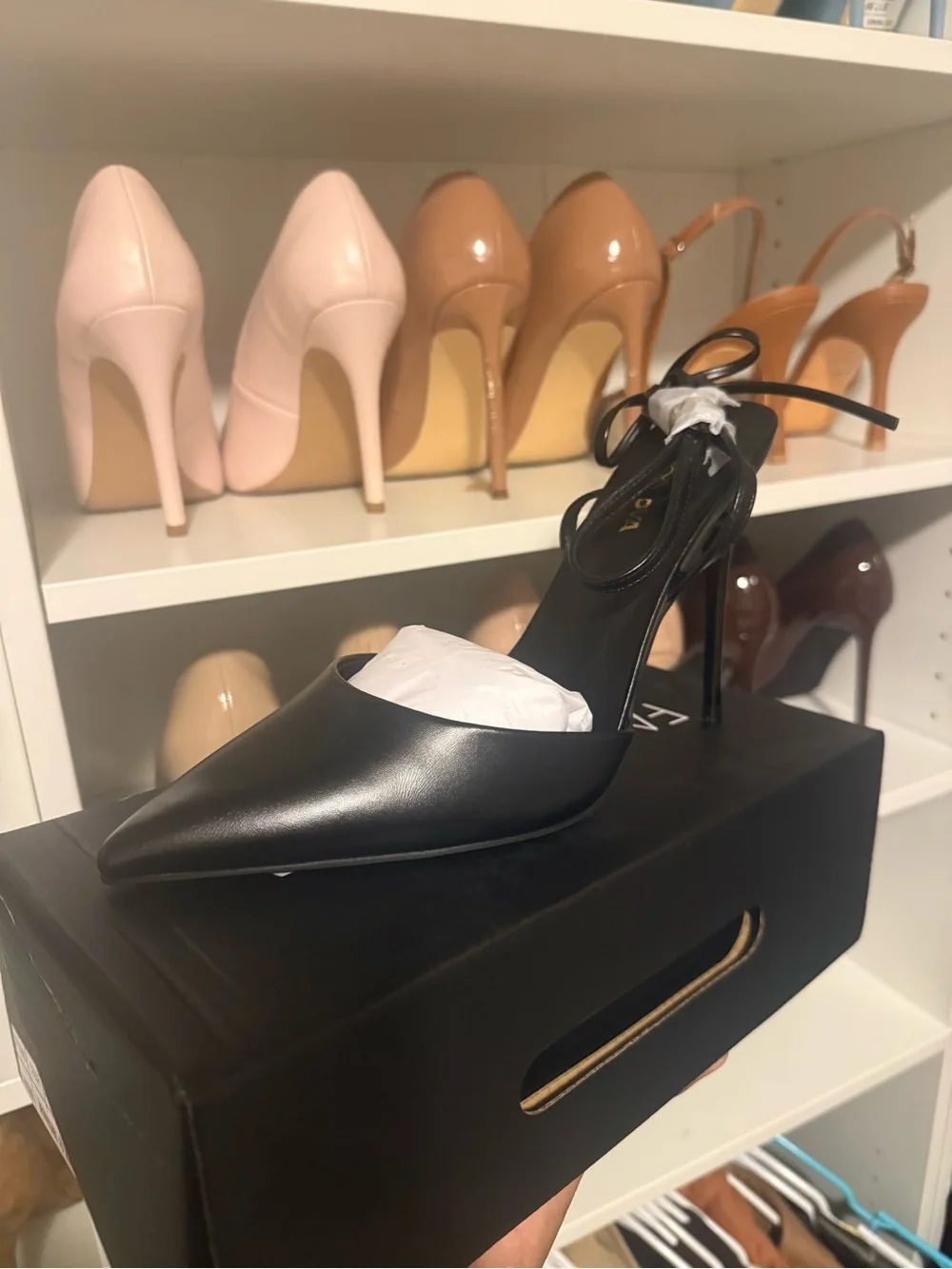 Classic Black Pointed Toe Ankle-Strap Stiletto Pumps